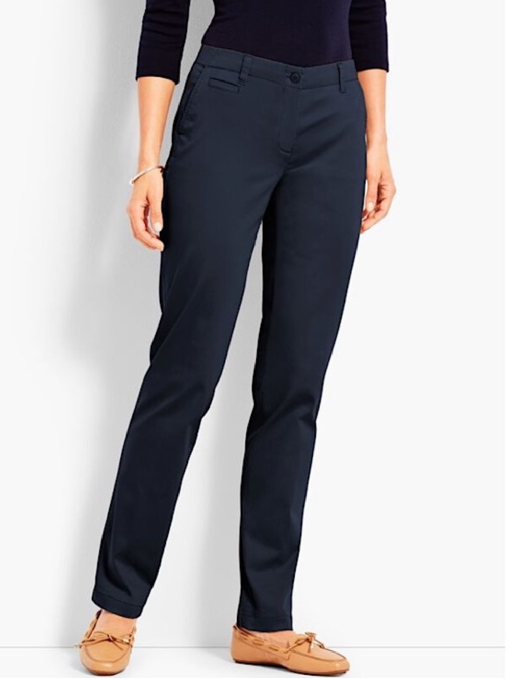 Talbots The Perfect Chino Navy Blue Straight Leg Size 2 Petite NWT